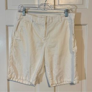 GAP| Women's Boyfriend Roll-Up Bermuda Shorts, White, Size 4, Linen Blend - EUC